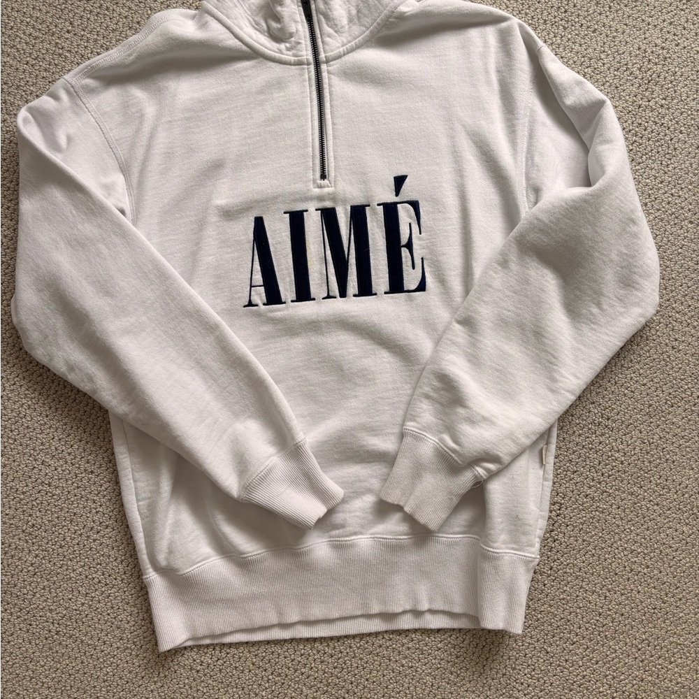 Aime Leon Dore Half Zip White Sweater